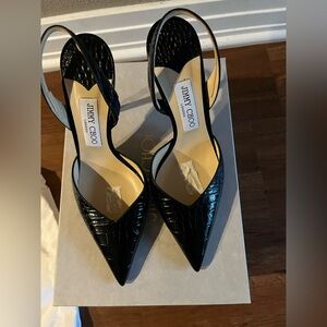 Jimmy choo thandi black crocodile shoe